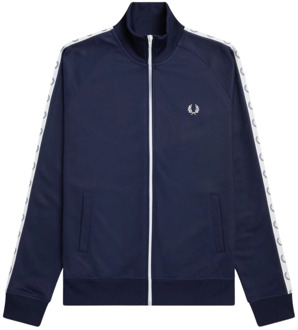 Fred Perry Heren Logo Tape Sweatshirt Fred Perry , Blue , Heren - 2XL