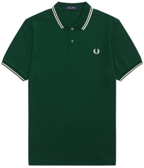 Fred Perry Heren M3600 Twin Tipped Donkergroene of Hemelsblauwe Polo Fred Perry , Green , Heren - 2Xl,S,Xs