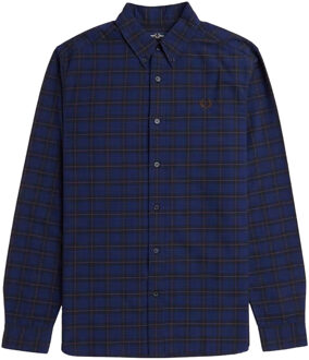 Fred Perry Heren Tartan shirt met lange mouwen (Marineblauw) Navy - XS