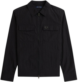 Fred Perry Heren Zip Overshirt Jas Fred Perry , Black , Heren - 2Xl,Xl,M
