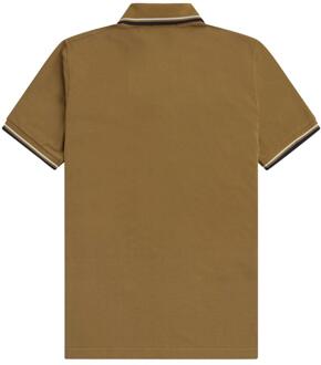 Fred Perry Herenpoloshirt met dubbele kraag (Bruin) - L