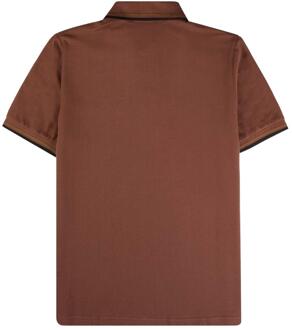 Fred Perry Herenpoloshirt met dubbele kraag (Maroon, Maroon) Kastanjebruin