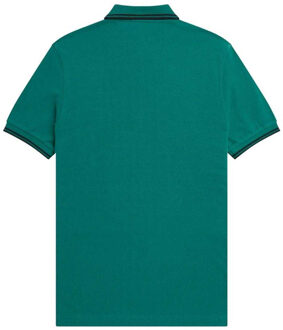 Fred Perry Herenpoloshirt met dubbele kraag (Mintgroen/Zwart) Donkergroen