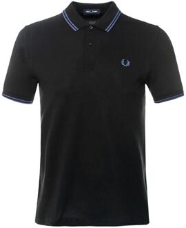 Fred Perry Herenpoloshirt met dubbele kraag (Zwart, Zwart) - maat S