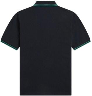 Fred Perry Herenpoloshirt met dubbele kraag (Zwart)