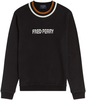 Fred Perry Heruitgave van Twin-Tipped Katoenen Sweatshirt Fred Perry , Black , Heren