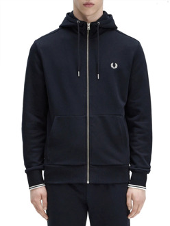 Fred Perry Hooded Sweatvest Vest - Mannen - navy/wit