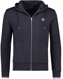 Fred Perry Hooded Sweatvest Vest - Mannen - navy/wit