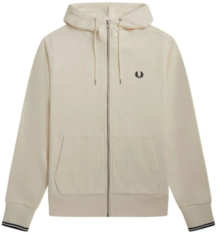 Fred Perry Katoenen Hoodie met Rits Fred Perry , Beige , Heren