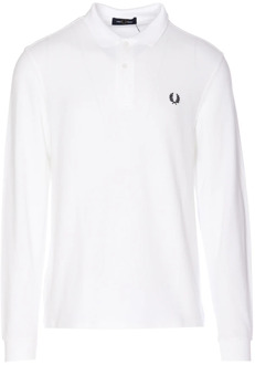 Fred Perry Klassiek poloshirt met lange mouwen Fred Perry , White , Heren - 2Xl,Xl,L,M,S,3Xl