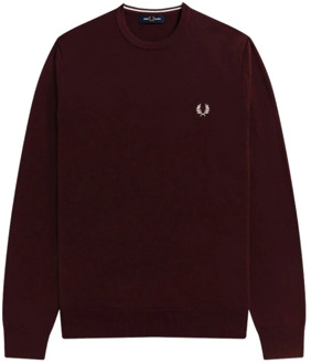 Fred Perry Klassieke Crew Knit Trui Fred Perry , Red , Heren - 2Xl,Xl,L,M,S,Xs