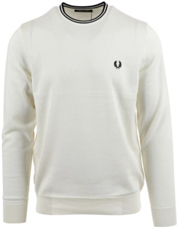 Fred Perry Klassieke Crew Neck Jumper in Snow White/Black Fred Perry , White , Heren - XL
