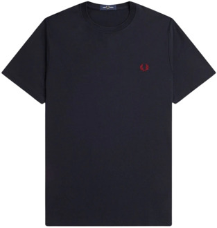 Fred Perry Klassieke Crew Neck T-Shirt Fred Perry , Blue , Heren - Xl,L,M,S