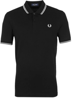 Fred Perry Klassieke katoenen polo met gestreepte afwerking Fred Perry , Black , Heren - Xl,L