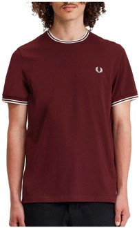Fred Perry Klassieke Twin Tipped T-shirt Fred Perry , Red , Heren - 3XL