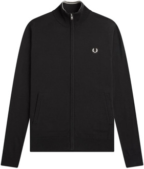 Fred Perry Klassieke Wolmix Rits Vest Fred Perry , Black , Heren - S