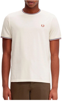 Fred Perry Korte Mouw Twin Tipped T-shirt Fred Perry , White , Heren - 2Xl,Xl,L,M,S