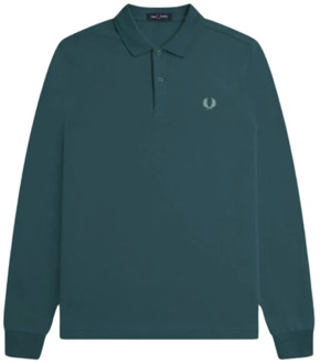 Fred Perry Lange Mouw Polo Shirt Fred Perry , Green , Heren - 2Xl,Xl,L,M,S