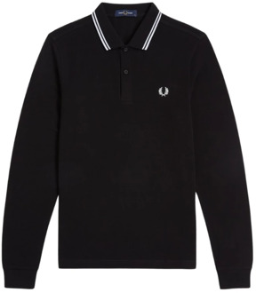 Fred Perry Lange Mouw Twin Tipped Polo Fred Perry , Black , Heren - Xl,L,M,S,Xs