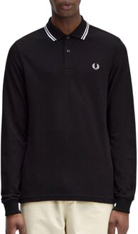 Fred Perry Lange Mouw Twin Tipped Polo Fred Perry , Black , Heren - Xl,L,M,S,Xs