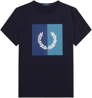 Fred Perry Laurel Wreath Grafisch T-Shirt Fred Perry , Blue , Heren - 2Xl,Xl,L,M