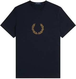 Fred Perry Laurel Wreath Grafisch T-shirt Fred Perry , Blue , Heren - Xl,L,M,S