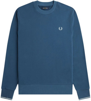Fred Perry Lichtblauwe Logo Crewneck Sweatshirt Fred Perry , Blue , Heren - L,M,S