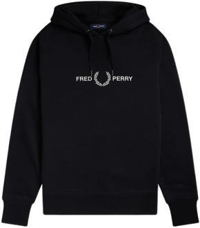 Fred Perry Logo Hoodie Fred Perry , Black , Heren - M