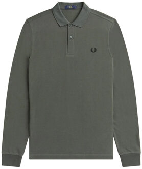 Fred Perry Longsleeve Plain Shirt - Donkergroene Longsleeve Polo - 3XL