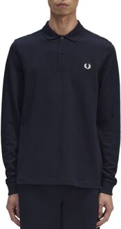 Fred Perry Longsleeve Plain Shirt - Navy Longsleeve - M