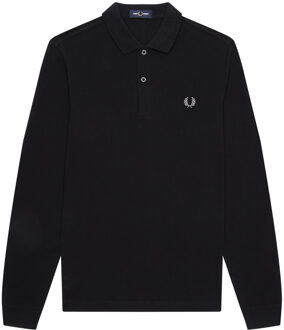 Fred Perry Longsleeve Plain Shirt - Zwarte Longsleeve - 3XL