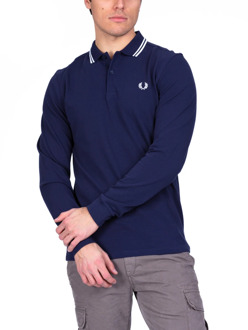 Fred Perry LS Twin Tipped Polo Heren navy - wit - rood - XL