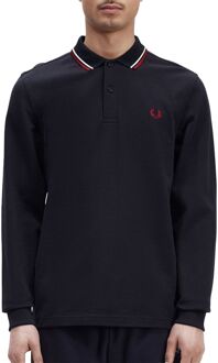 Fred Perry LS Twin Tipped Polo Heren navy - wit - rood - XL