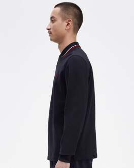 Fred Perry LS Twin Tipped Polo Heren navy - wit - rood - XL