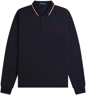 Fred Perry LS Twin Tipped Polo Heren navy - wit - rood