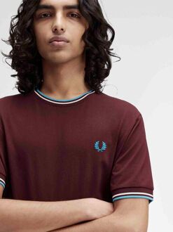 Fred Perry M1588 Twin Tipped T-shirt Bordeaux Rood - S