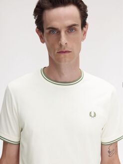 Fred Perry M1588 Twin Tipped T-shirt Off-White Beige - L,M,XL,XXL