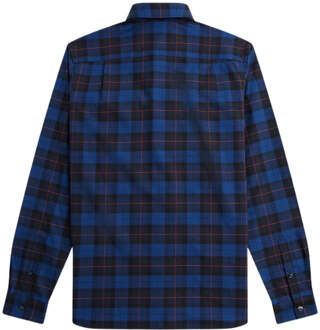 Fred Perry marineblauw tartan overhemd met lange mouwen - XS