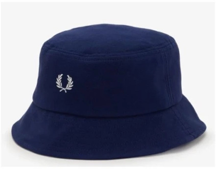Fred Perry Marineblauwe Logo Bucket Hat Fred Perry , Blue , Heren - ONE Size