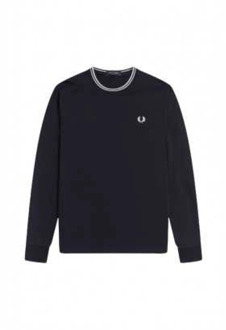Fred Perry Navy Twin Tipped Longsleeve T-shirt - Maat Xxxl Fred Perry , Blue , Heren - Xl,L,M,S,Xs