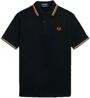 Fred Perry Original Twin Tipped Polo - Zwart/Hamburg Sky Fred Perry , Black , Heren - XS