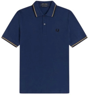 Fred Perry Originele Twin Tipped Polo Blauw Goud Zwart Fred Perry , Blue , Heren - 2XS