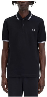 Fred Perry Polo Shirt Dubbele Streep Zwart Fred Perry , Black , Heren - 2XL