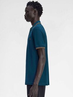 Fred Perry Polo Twin Tipped M3600 Petrol Donkergroen - S