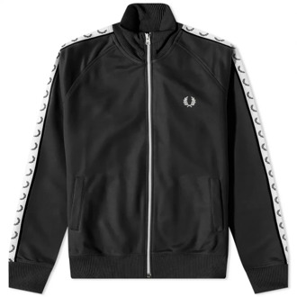 Fred Perry Retrostijl Taped Track Jacket Fred Perry , Black , Heren - Xl,L,S