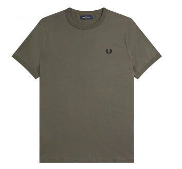 Fred Perry Ringer T-Shirt - Herenshirt Groen - XL