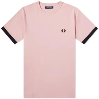 Fred Perry Ringer T-Shirt in Chalky Pink Fred Perry , Pink , Heren - XL