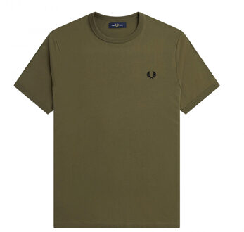 Fred Perry Ringer T-Shirt - Legergroen T-Shirt Heren - XL