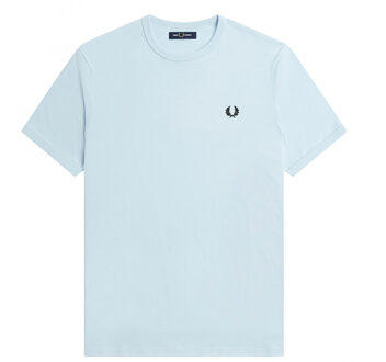 Fred Perry Ringer T-Shirt - Lichtblauw T-Shirt - M