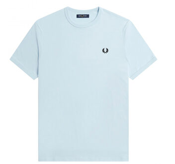 Fred Perry Ringer T-Shirt - Lichtblauw T-Shirt - S